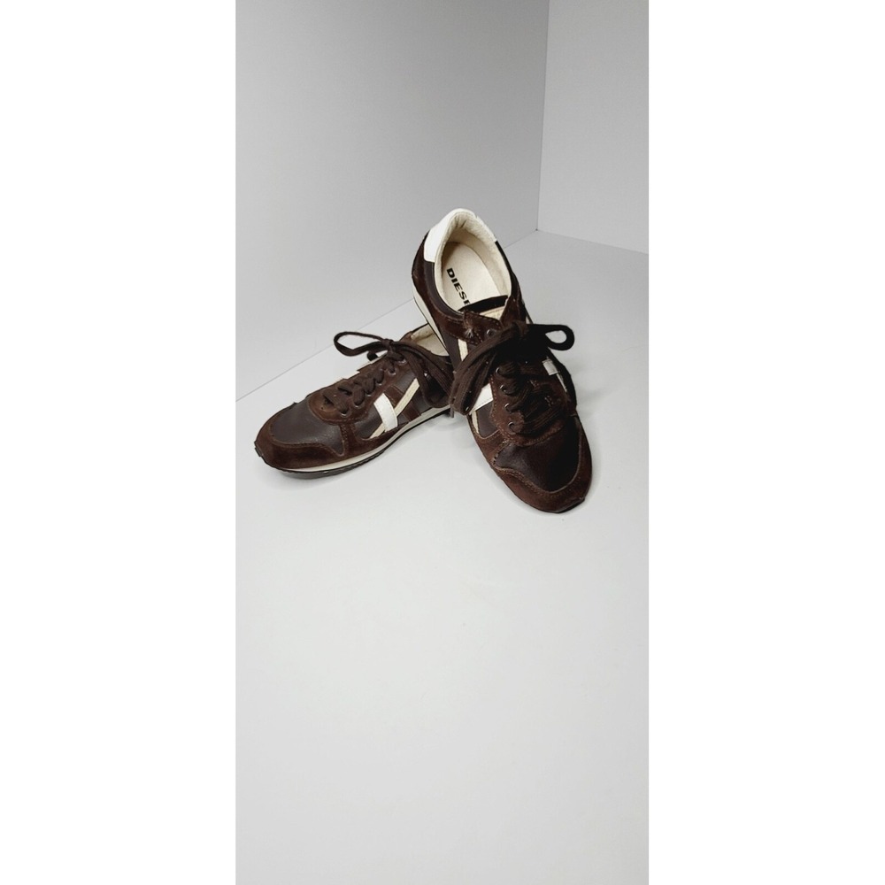 Diesel Paramark Sneakers Kids Shoes Size 4.5 Brown/White B9